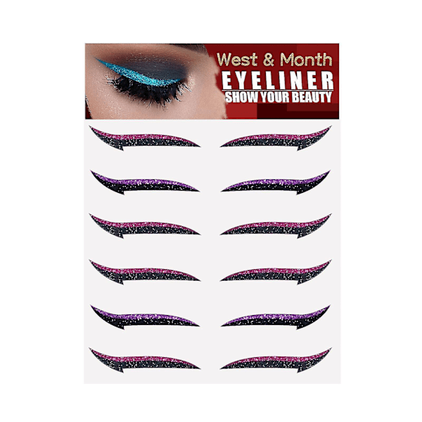 Itseliimautuva eyeliner-tarra, tuplaluomitarrat, lava-meikki, silmämeikkitarrat, violetti + pinkki