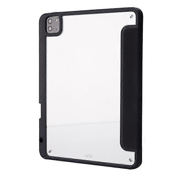 Kompatibelt fodral för iPad Pro 12,9-tum (2021)/(2020)/(2018) surfplatta, automatisk väckning/viloläge, origami-ställ, PU-läder + akrylskydd Black