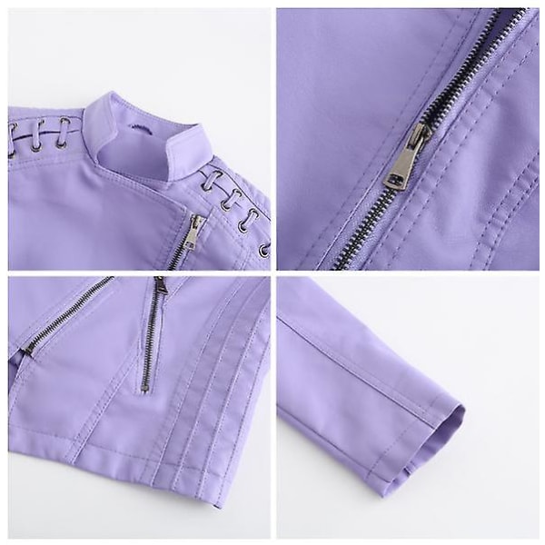 Skinnjacka för damer, avslappnad modell med dragkedja, finns i 12 färger Purple B XXXL