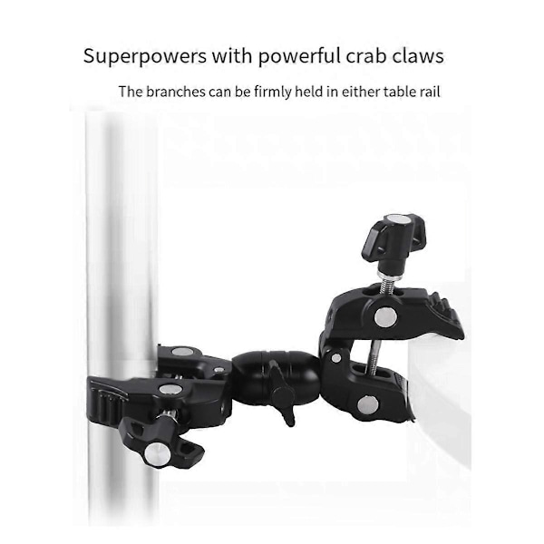 Dubbel Metall Superklämma Articulerande Arm Clip 360 Dubbelhuvud Superklämma för Paraply Monitor LED