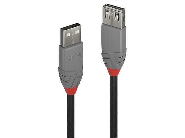 Lindy 36700, 0,2 m, USB A, USB A, USB 2.0, 0,48 Gbit/s, Sort, Grå