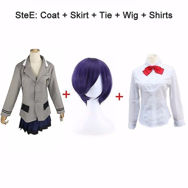 Tokyo Ghoul Touka Kirishima Cosplay-asu Tytöille Täysi set japanilainen koulupuku Naisten Halloween-mekko Blazer+hame+solmio SetE M-Tokyo Ghoul