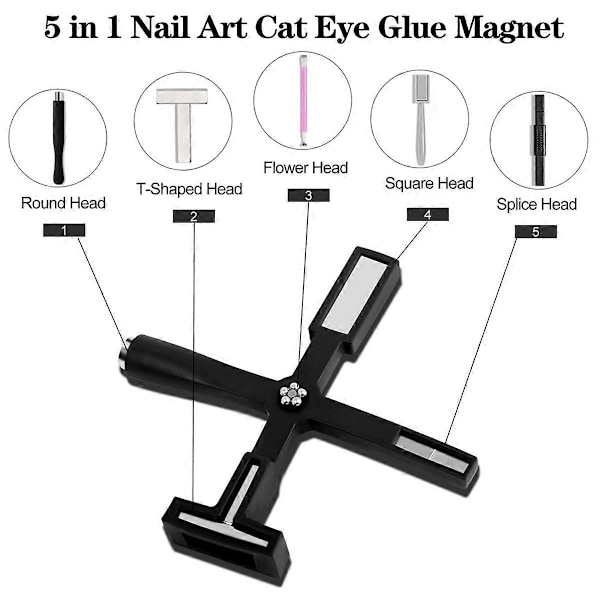 Nagelmagnetset, 5 i 1 Nagelmagnetpennor med Skyddsfodral, B