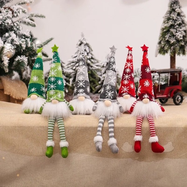 Juleløs dukke glødende nisse God jul hjemmedekorasjon Navidad Natal gave til nyttår 2023 Julegaver Short Gray-23x6.5cm