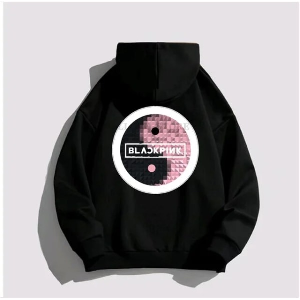 Sort PINK Hættetrøje Mand Kvinder Bomuld Sweatshirt Print Tai Chi Tide Brand Hætte Blomst Korea Streetwear Fleece Afslappet Løst Tøj 5 M