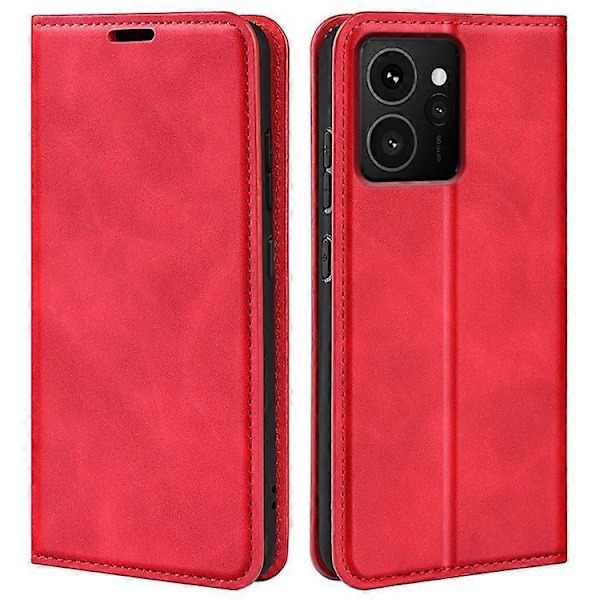 Kompatibel til HMD Skyline Etui Skin-Touch Læder Wallet Telefon Cover Red