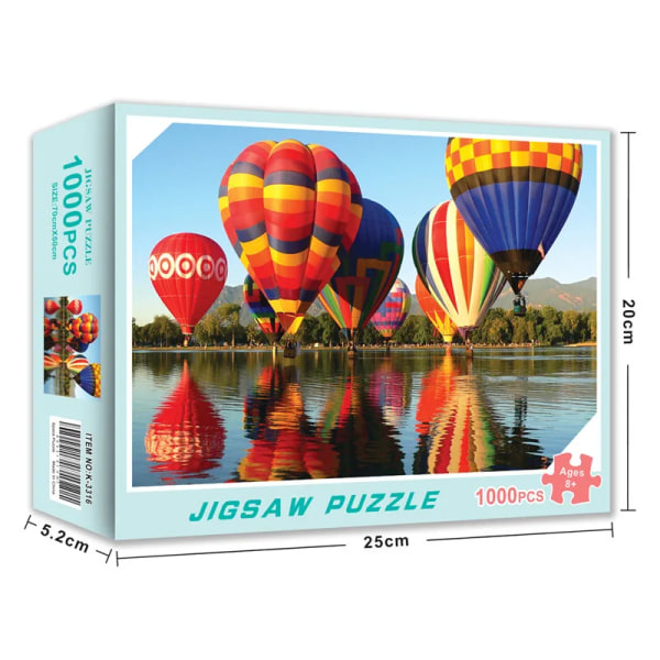 Puslespil med 1000 brikker papir puslespil pædagogisk intellektuel dekomprimering DIY puslespil legetøj gave Hot air balloon