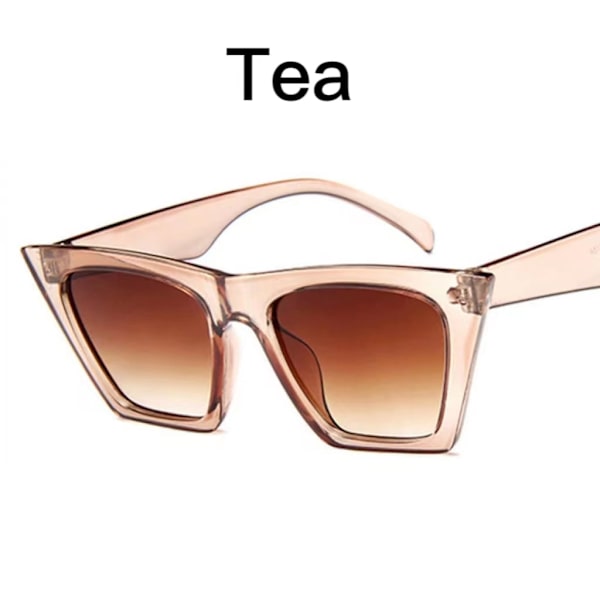 Dam Nya Cat Eye Solglasögon Unisex Retro Fyrkantig Ram Överdimensionerade Glasögon UV404 Chroma Glasögon Reseglasögon Tea Style5