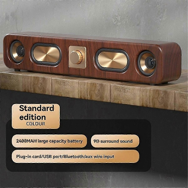 Træ Bluetooth Højttalere Bærbar Soundbar HiFi Stereo Kort Hjemmecomputer Desktop Trådløs Lyd FM Radio Subwoofer