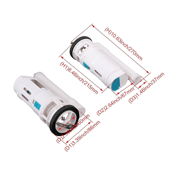 21 cm Toilet Dual Skylleventil Sammen med Trykknapventil