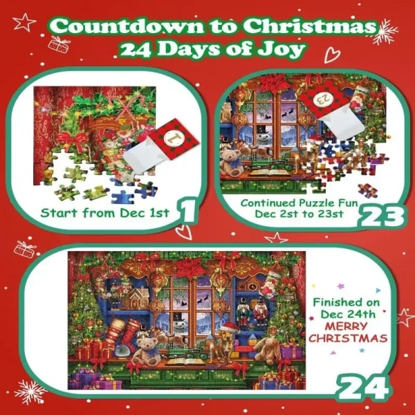 Adventskalender 2023 Julemotiv Puslespill 24 Dagers Julepuslespill Nedtellingskalendere Over 1000 Brikker Puslespill 4