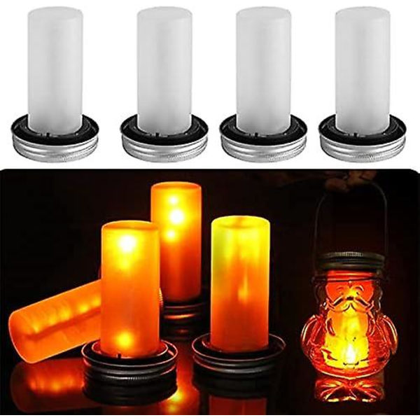 4-pack LED Solarlampor med Mason Jar-lock - 12 LED - Vattentät - Trädgårdsdekor (burk ingår ej)
