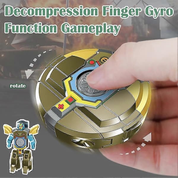 Transformerbare Fidget Spinners Leker Robot Spinners for Stresslindring Golden