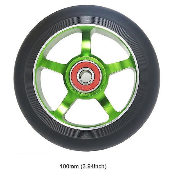 2 st 100 mm Ersättningshjul för Scooter med Lager Aluminium Slitstarka PU Scooterdelar Scoote