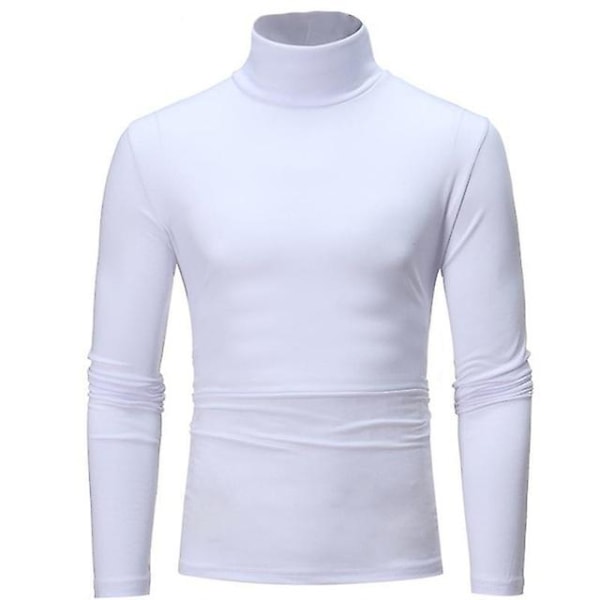 Polo med hög krage för män, enfärgad, smal, elastisk, tunn, pullover, vår, höst, underkläder, polotröja, herrstickad blus, baströja, topp White 1 L