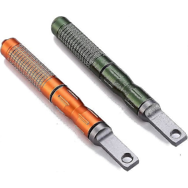 Kompakt Eldstartare, Utbytbar Gängad Ferroceriumstav Flint Eldstål Magnesiumstav, Nödöverlevnadskit, Camping, Vandring, Bushcraft (2 st, orange)