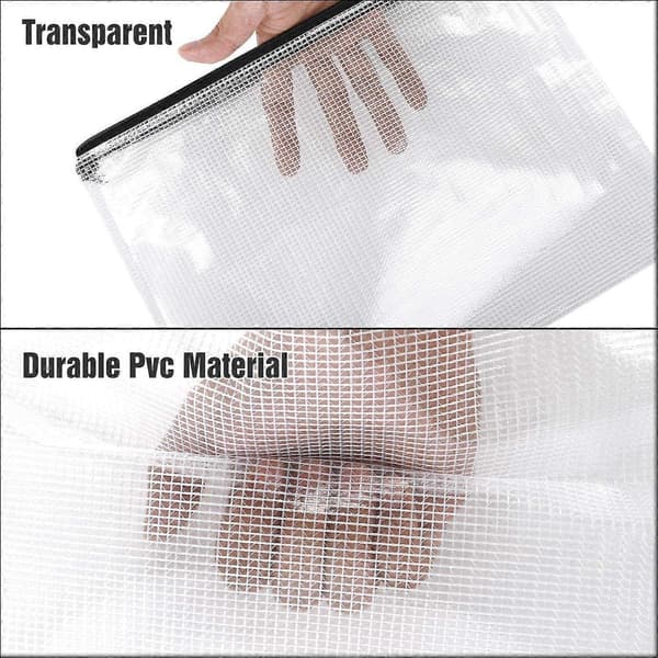 18 stk. Mesh Lynlåspose Dokumentmappe, 8 Assorterede Størrelser, Vandtætte Plastik Lynlåsmapper, Multipu