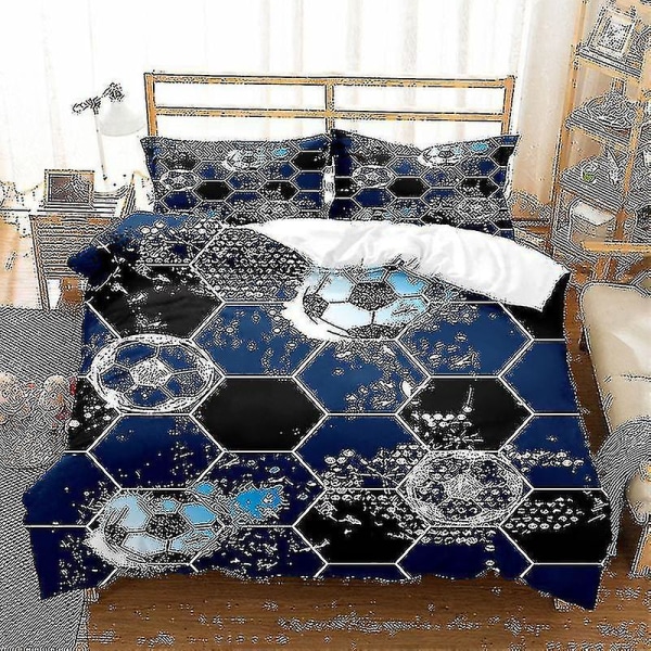 Fotballtrykk Sengetøy Sett Baseball Fotball Basketball Mønster Dynetrekk Sett Hjem Soverom Dekor Sengetøy Sengesett style 2 240*220three-piecesuit