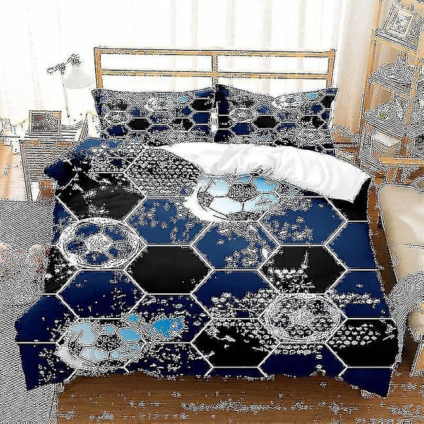 Fotboll Tryck Sängkläder Set Baseboll Fotboll Basketboll Mönster Påslakan Set Hem Sovrum Dekor Sänglinne Sängkläder style 2 135*200two-piecesuit
