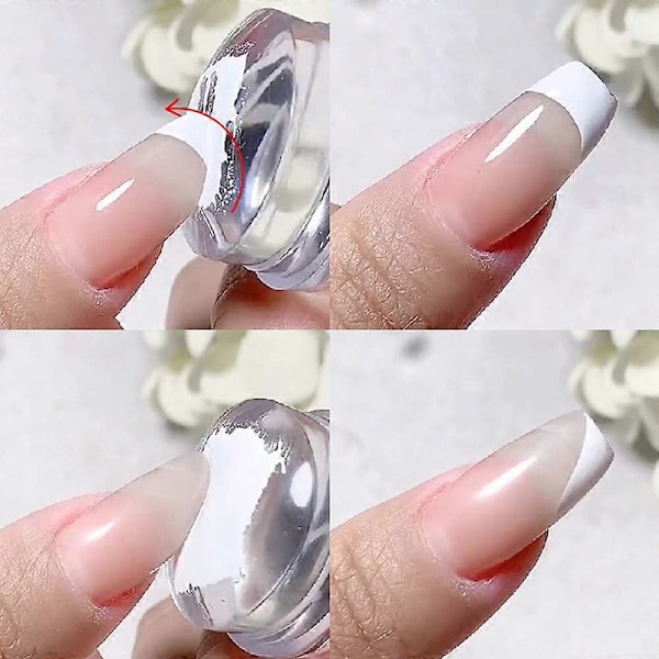 Manikyr Silikon Neglstamper, Klar Gelé Neglstamper, Hvit Silikon Geléhode DIY for Neglstempel Utskrift Stempleplater - Rosa
