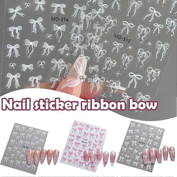 Band Rosetter Nageldekor Vit 3D DIY Nageldekor Smycken MO-313
