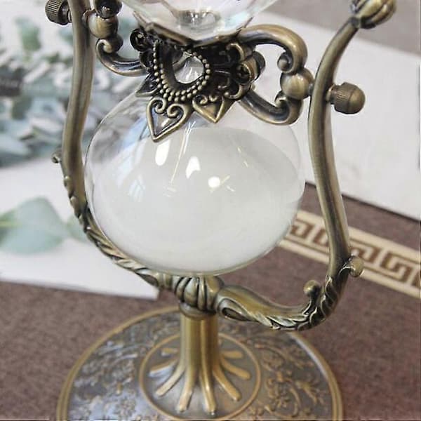 Metall Sandtimer med Glass, 23 x 10cm, Gull