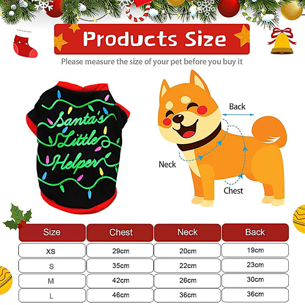 Sjov Juleferie Hund Kat Kæledyr T-shirts Tanktoppe Blødt Tøj Til Små Hunde Og Katte Til Jul L