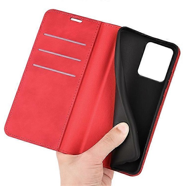 Kompatibel til HMD Skyline Etui Skin-Touch Læder Wallet Telefon Cover Red