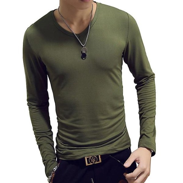 Polo med hög krage för män, enfärgad, smal, elastisk, tunn, pullover, vår, höst, underkläder, polotröja, herrstickad blus, baströja, topp ArmyGreen 2 L