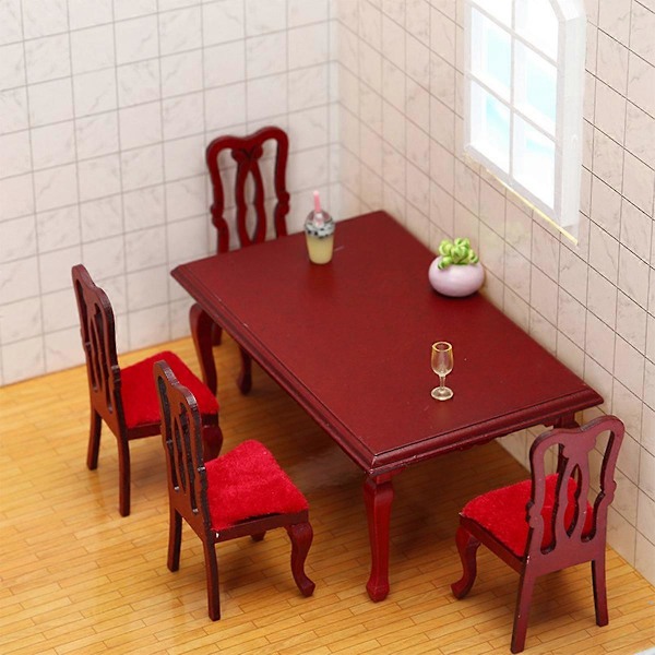 1:12 Bord Stolar Miniatyr Matsalsset Möbler Matrumstillbehör Trä Mini Vardagsrumsmöbler