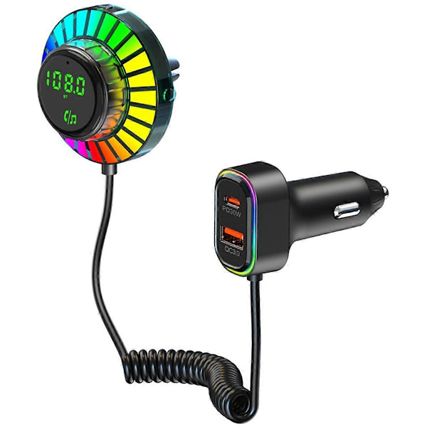 Bluetooth 5.3 FM-sender biladapter, PD30W & QC3.0 trådløs FM-radiosender til bil med luftventilinstallation