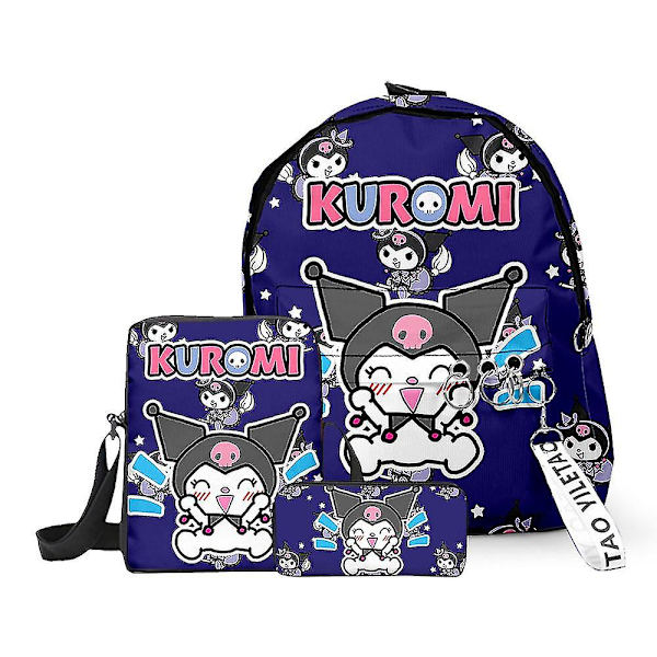 Kuromi Mymelody Suurikokoinen Reppu, Olkalaukku, Penaali, Kolmiosainen Setti, Sarjakuvareppu, Koululaukku Teini-ikäisille, Ala- ja Yläkouluun Color-3