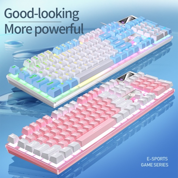 104 taster Gaming Mekanisk tastatur kablet for PC Gaming Desktop Computer tilbehør White purple