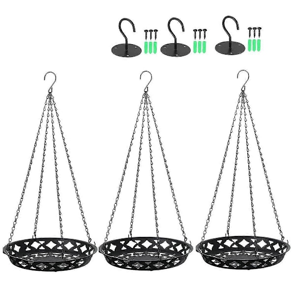 3-pack Växtupphängare, 30 cm Metallhängande Planteringskärl för Inomhus- och Utomhusväxter, Dekorativ Hängande Pl