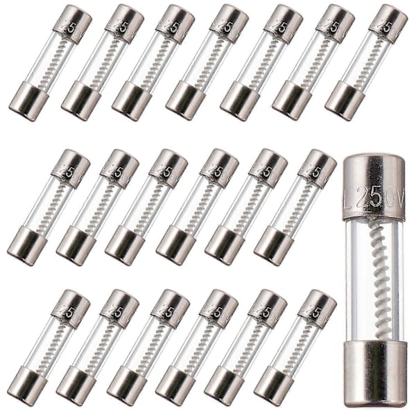 T3.15AL250V 5x20mm 3.15A 250V Langsom Blæsning Sikringer 3.15 Amp 250 Volt 0,2 x 0,78 Tommer Glasrør (Pakke med 20 stk)
