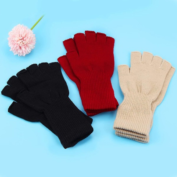 3 Par Fingerløse Handsker Til Kvinder Mænd Halv Finger Handsker Vinter Letvægt
