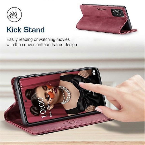 AUTSPACE A01 Serie Kompatibel Med Samsung Galaxy A52 4G/5G/A52s 5G PU Læder Etui RFID Wallet Flip Stand Cover Red