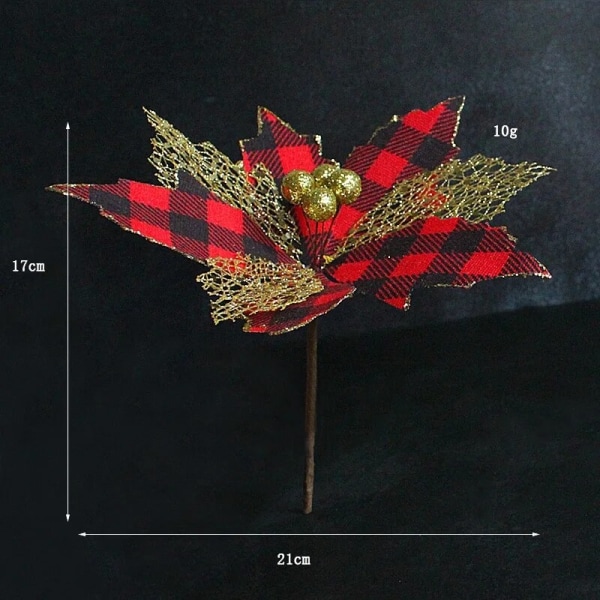 28CM 1/2/3st Stora Konstgjorda Julblommor Glitter Julgransdekoration hem trädgård skola köpcentrum Högtidsevenemang deco 102003ARedcheck 2pcs