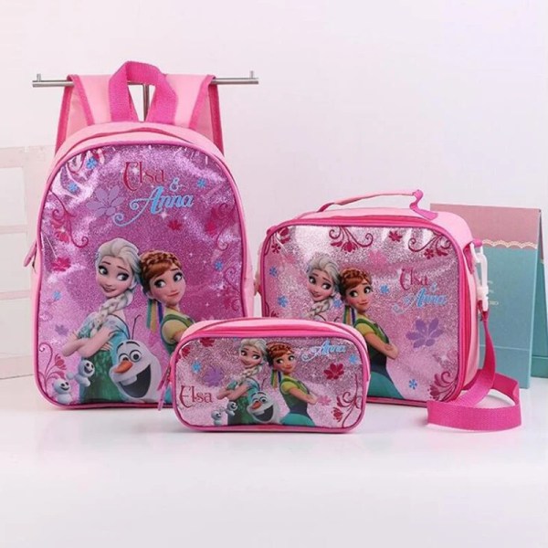Spider-Man Barnskolväska Disney Frozen Elsa Princess Ryggsäck 3 Delar/Set Förskola Tecknad Skolväska only lunch bag7