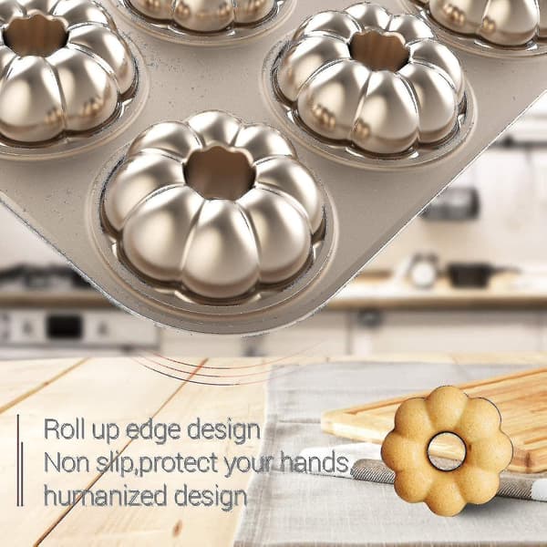 Gylden Non-stick Kageform Donut Bageplade 6 Med Græskarkageform Bageform Til Ovn 2 stk