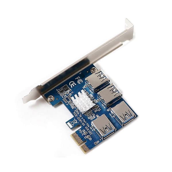 PCIE PCI-E PCI Express Riser-kort 1X til 16X 1 til 4 USB 3.0 Slot Multiplier Hub Adapter