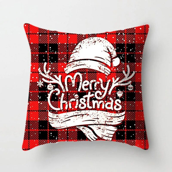 45x45cm Röd Vit Svart Rutig Jul Kuddfodral God Jul Ornament För Hemmet Jul Nyår 2023 Soffa Bil Kudde Överdrag Burgundy