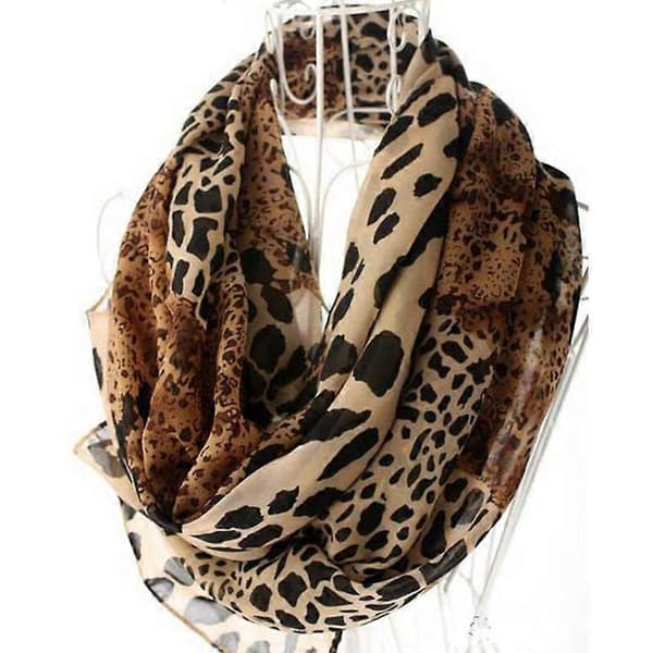 Dame mode lang blød slå om dame sjal leopard chiffon xxll X5L6 varm S5C0