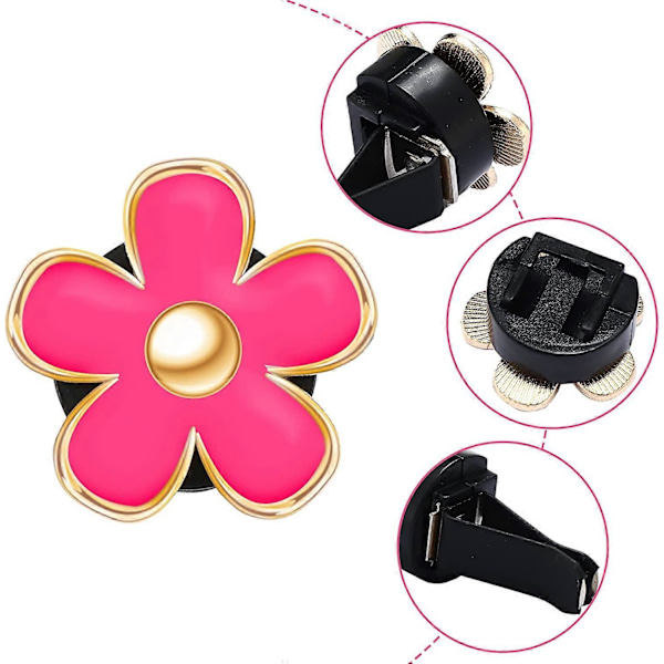 6 st Daisy Blomma Luftventil Clip Luftkonditionering Utlopp Clip Bil Luftfräschare Clip Charm Bil Interiör Dekor (3 cm, 3.3 cm)
