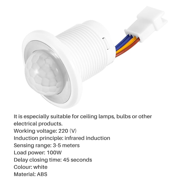 Mini PIR Infraröd Rörelsesensor Detektion 220v Justerbar Tid Infraröd Automatisk LED-lampa