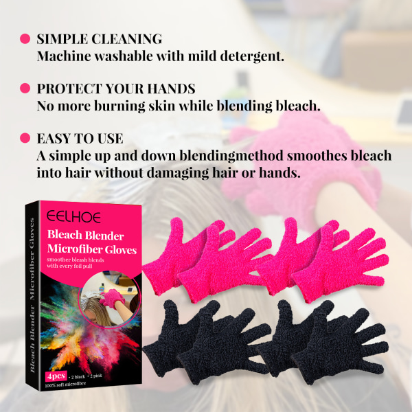 Hårfärgningshandskar Återanvändbara Salong För Rengöring Mikrofibervante 2pcs pink