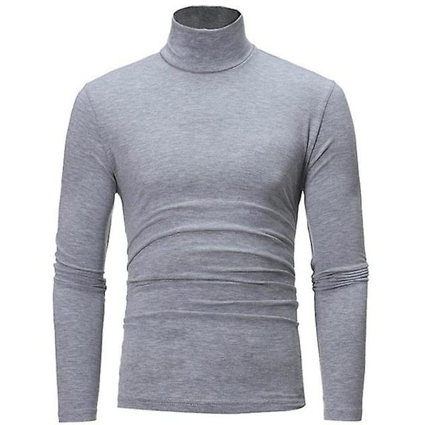 Rullekrave til mænd Ensfarvet Slim Elastisk Tynd Pullover Forår Efterår Undertøj Rullekrave Mænd Strik Bluse Base T-shirt Top Light Gray 1 S