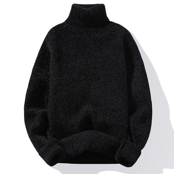 2022 Vinter Herr Varma Polotröjor Herr Stickad Hög Hals Tjocka Tröjor Höst Manlig Enfärgad Casual Stickade Tröjor