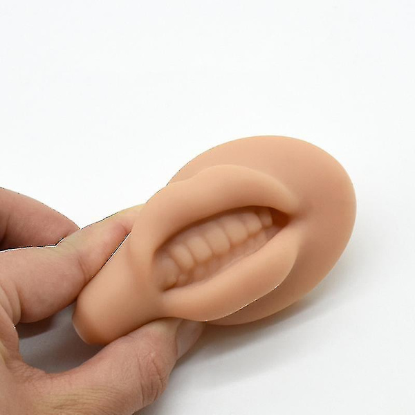 Åpen Munn 3D Leppe Beste Praksis Silikonhud Med Tenner Sminke Leppe Mannekeng Dark Brown