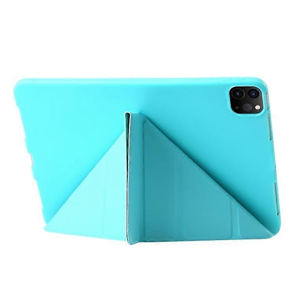 Kompatibelt Fodral för iPad Pro 13 (2024) Origami Ställ Auto Sleep / Wake PU Läder+Silikon Tablet Skydd Azure